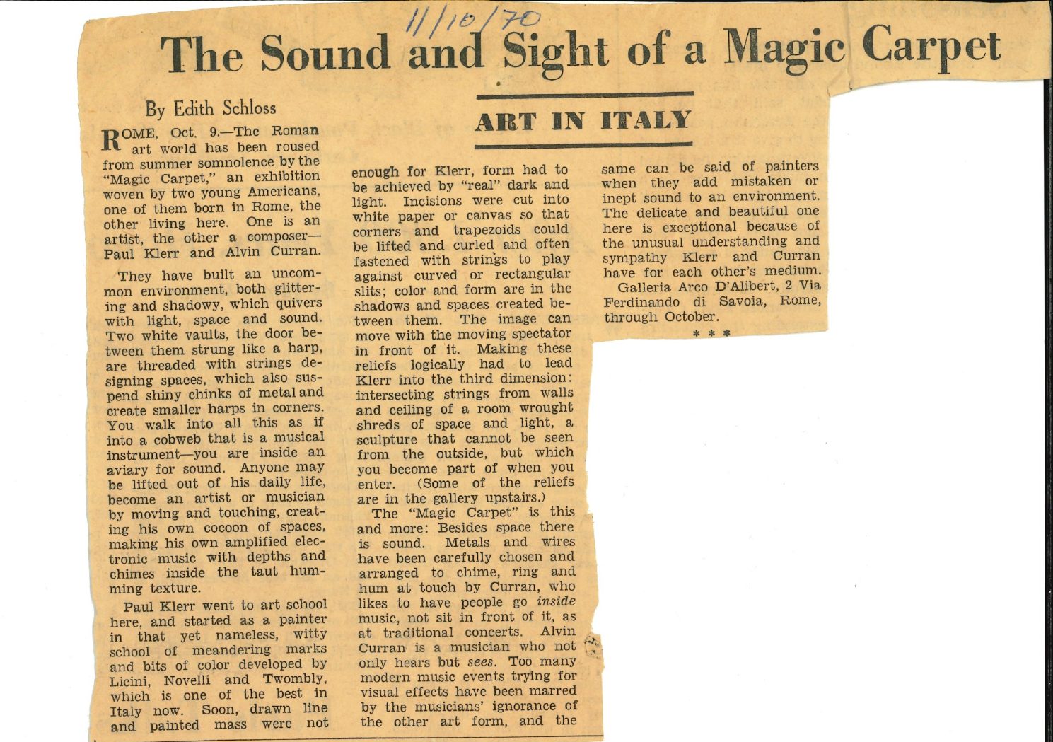 The Sound and Sight of a Magic Carpet