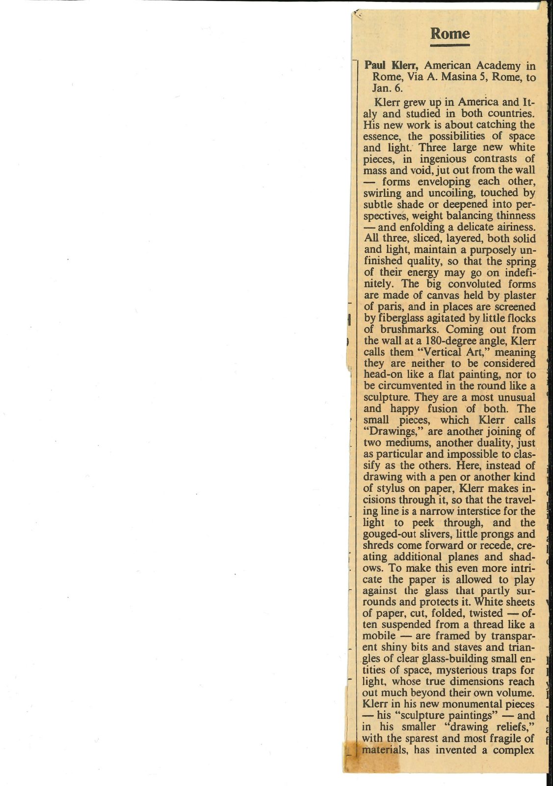 Rome — Paul Klerr, American Academy in Rome