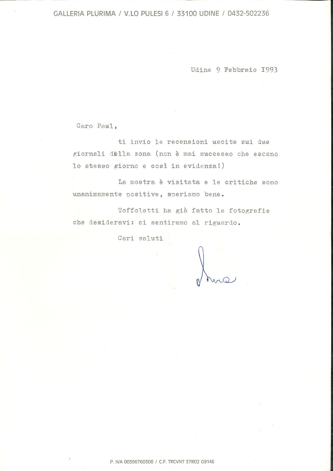 Lettera da Galleria Plurima — recensioni positive