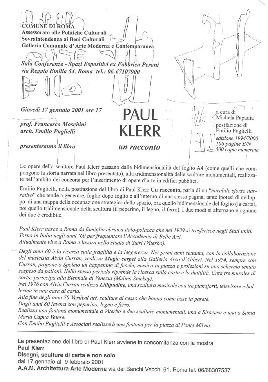 Paul Klerr — Disegni, sculture di carta e non solo (invito)