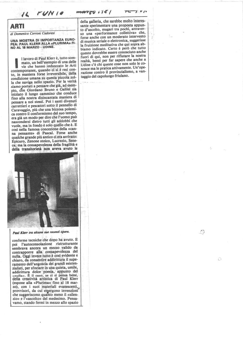 Paul Klerr alla Galleria Plurima
