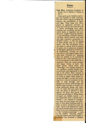 Rome — Paul Klerr, American Academy in Rome