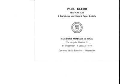 Paul Klerr — Vertical Art: 3 Sculptures and Recent Paper Reliefs