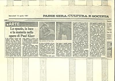 Lo spazio, la luce e la materia nelle opere di Paul Klerr (scansione completa)