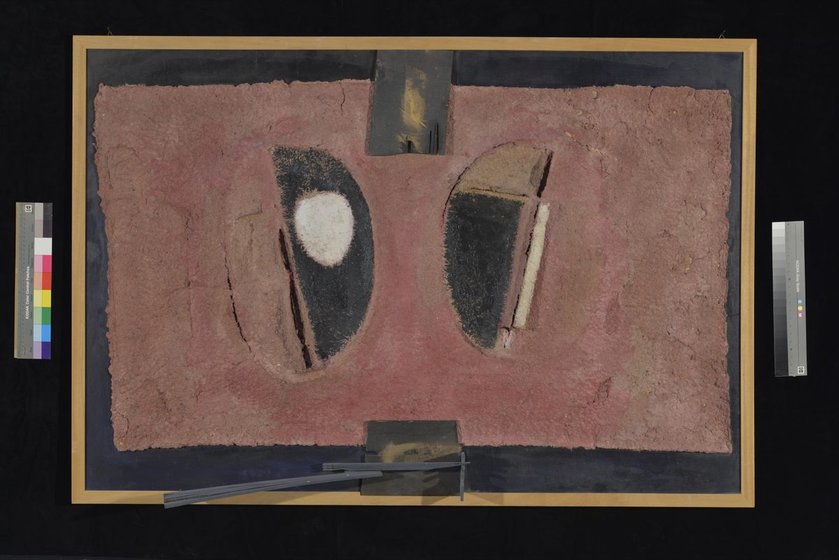 Pink relief with black ovals