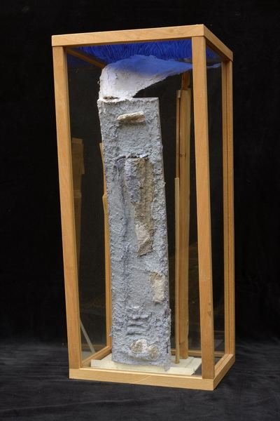 Cardstock model in glass case
