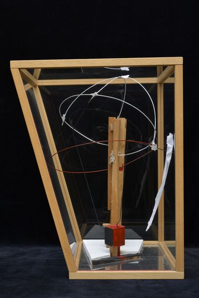 Paper model in glass case