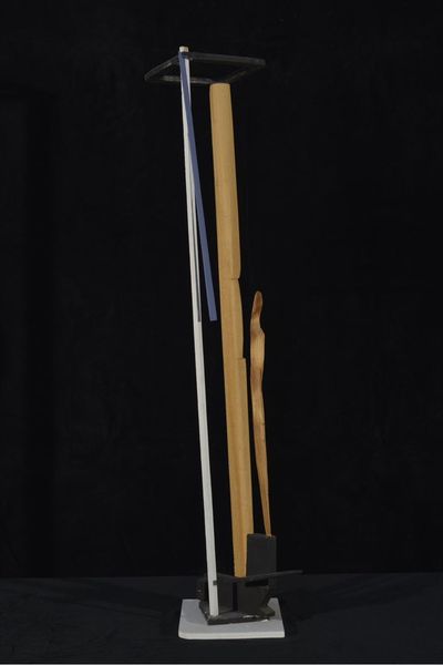 Polychrome wood totem with blue